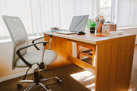 Traditional Office Workspace with Grey Swivel Chair 